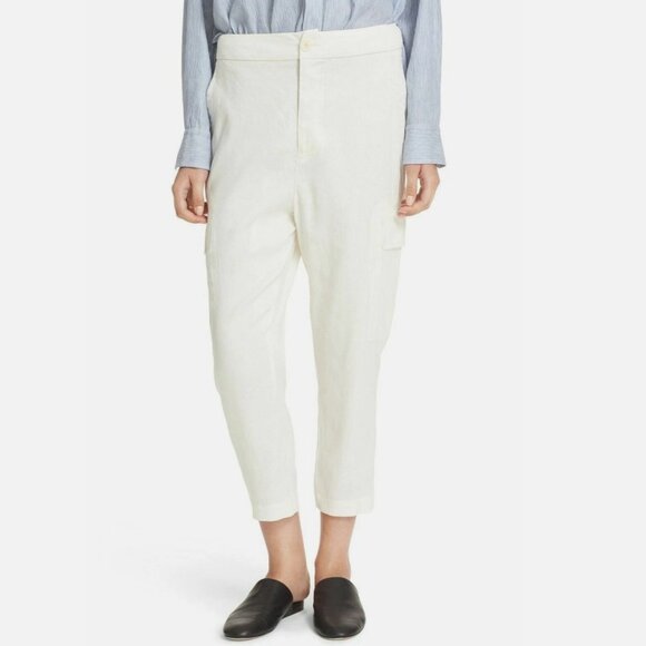 Vince Crop Linen Blend Cargo Pants Size M - Picture 1 of 10